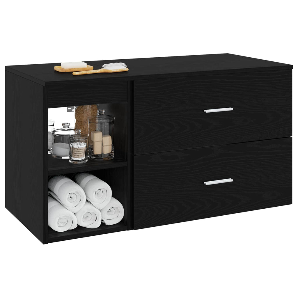 Badezimmermöbel-Set 2 pcs Schwarze Eiche Holzwerkstoff