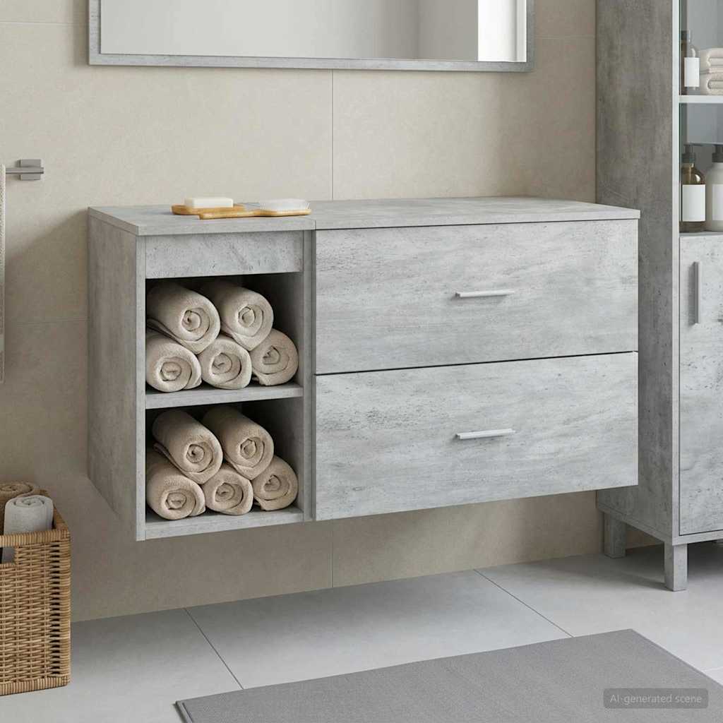 Badezimmermöbel-Set 2 pcs Betongrau Holzwerkstoff