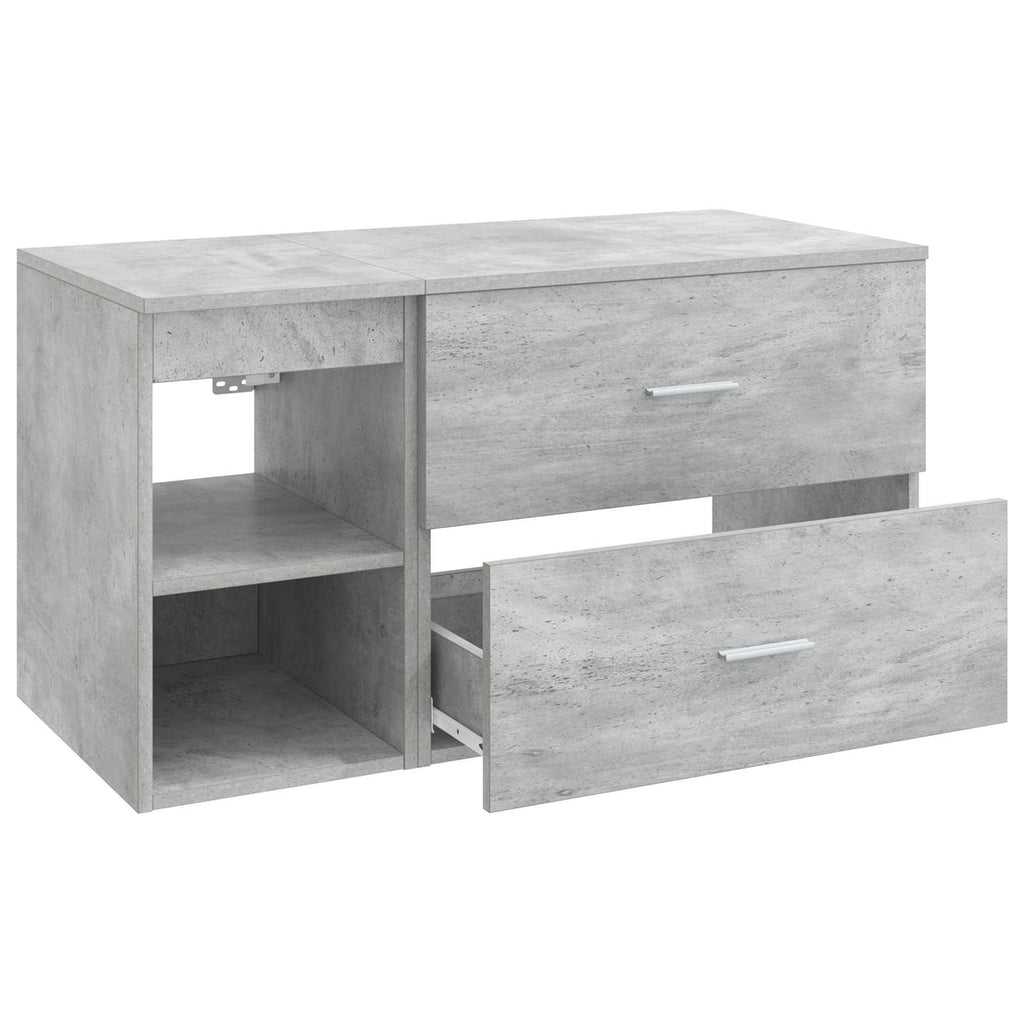 Badezimmermöbel-Set 2 pcs Betongrau Holzwerkstoff