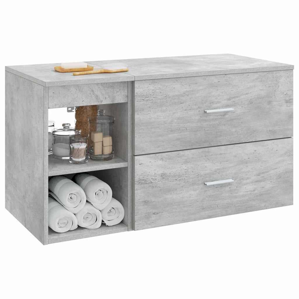 Badezimmermöbel-Set 2 pcs Betongrau Holzwerkstoff