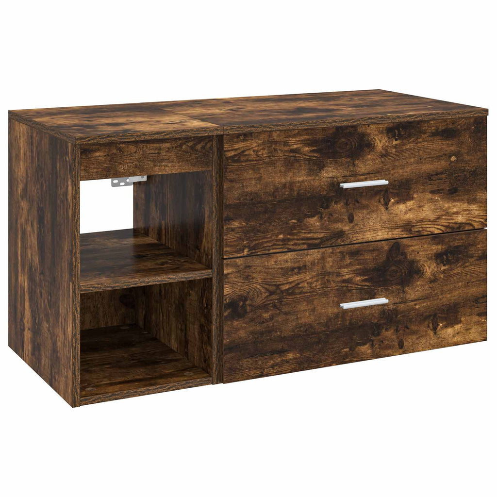 Badezimmermöbel-Set 2 pcs Geräucherte Eiche Holzwerkstoff