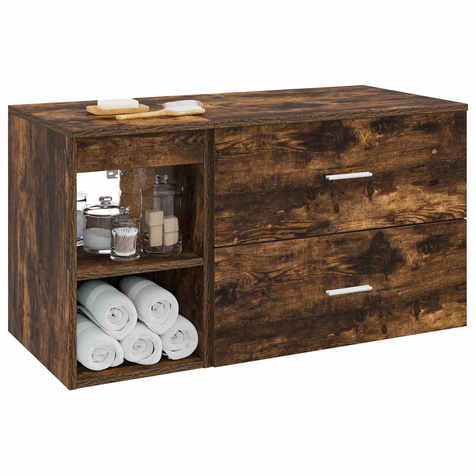 Badezimmermöbel-Set 2 pcs Geräucherte Eiche Holzwerkstoff