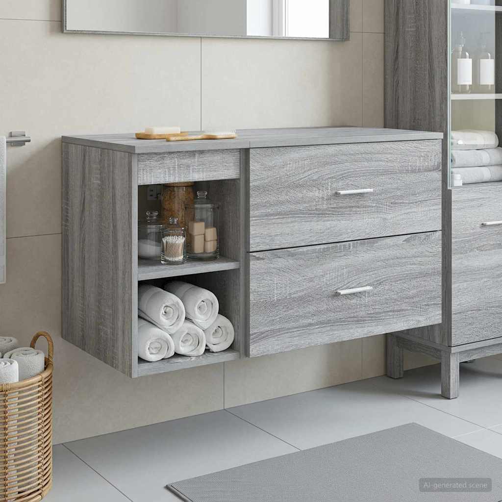 Badezimmermöbel-Set 2 pcs Grau Sonoma Holzwerkstoff