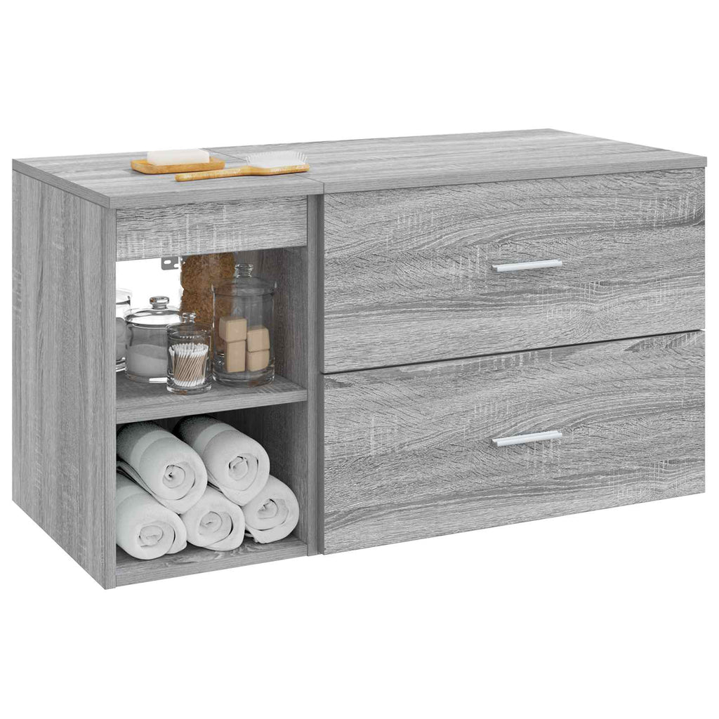 Badezimmermöbel-Set 2 pcs Grau Sonoma Holzwerkstoff