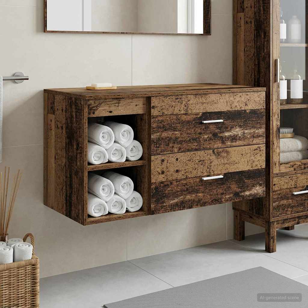 Badezimmermöbel-Set 2 pcs Altholz Holzwerkstoff
