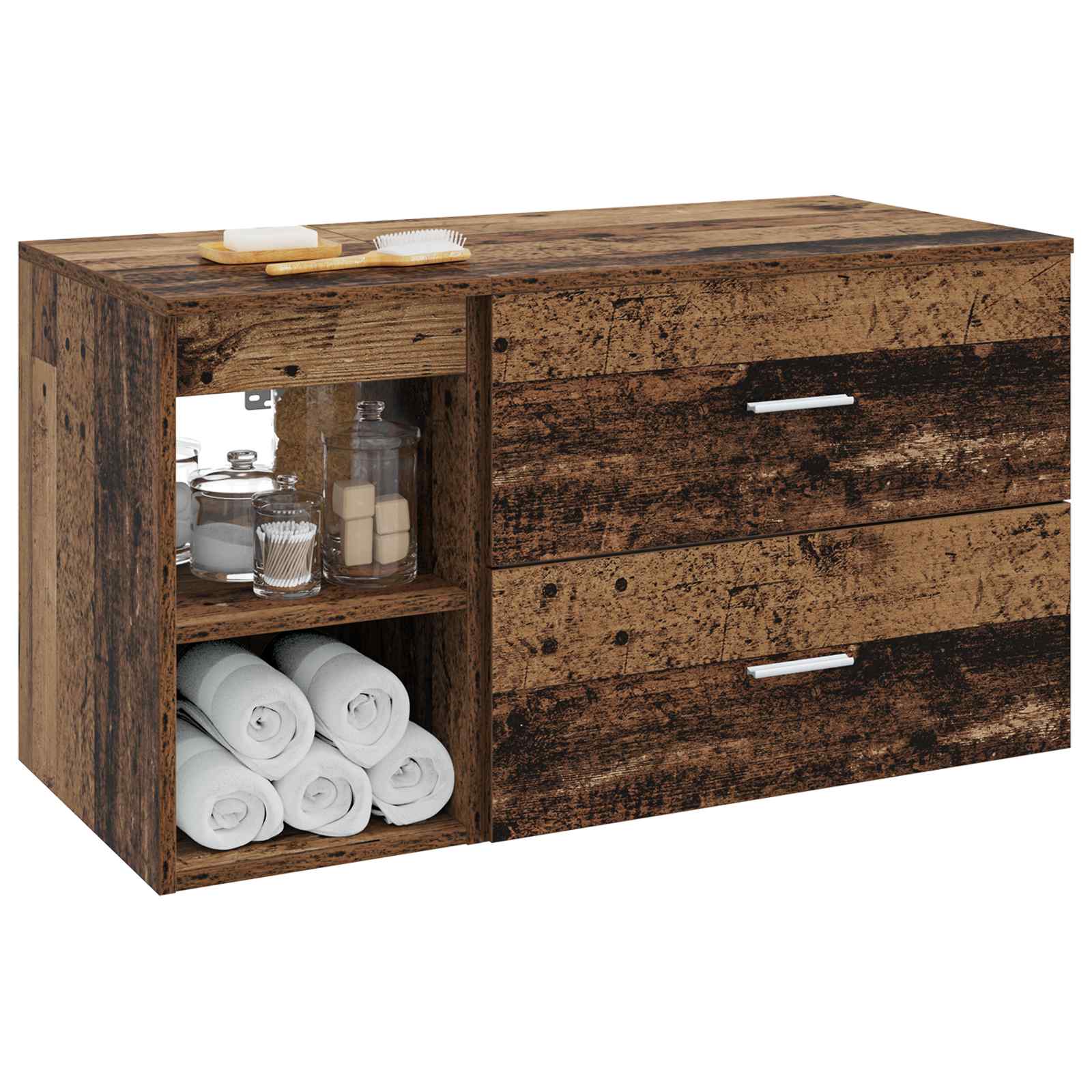 Badezimmermöbel-Set 2 pcs Altholz Holzwerkstoff
