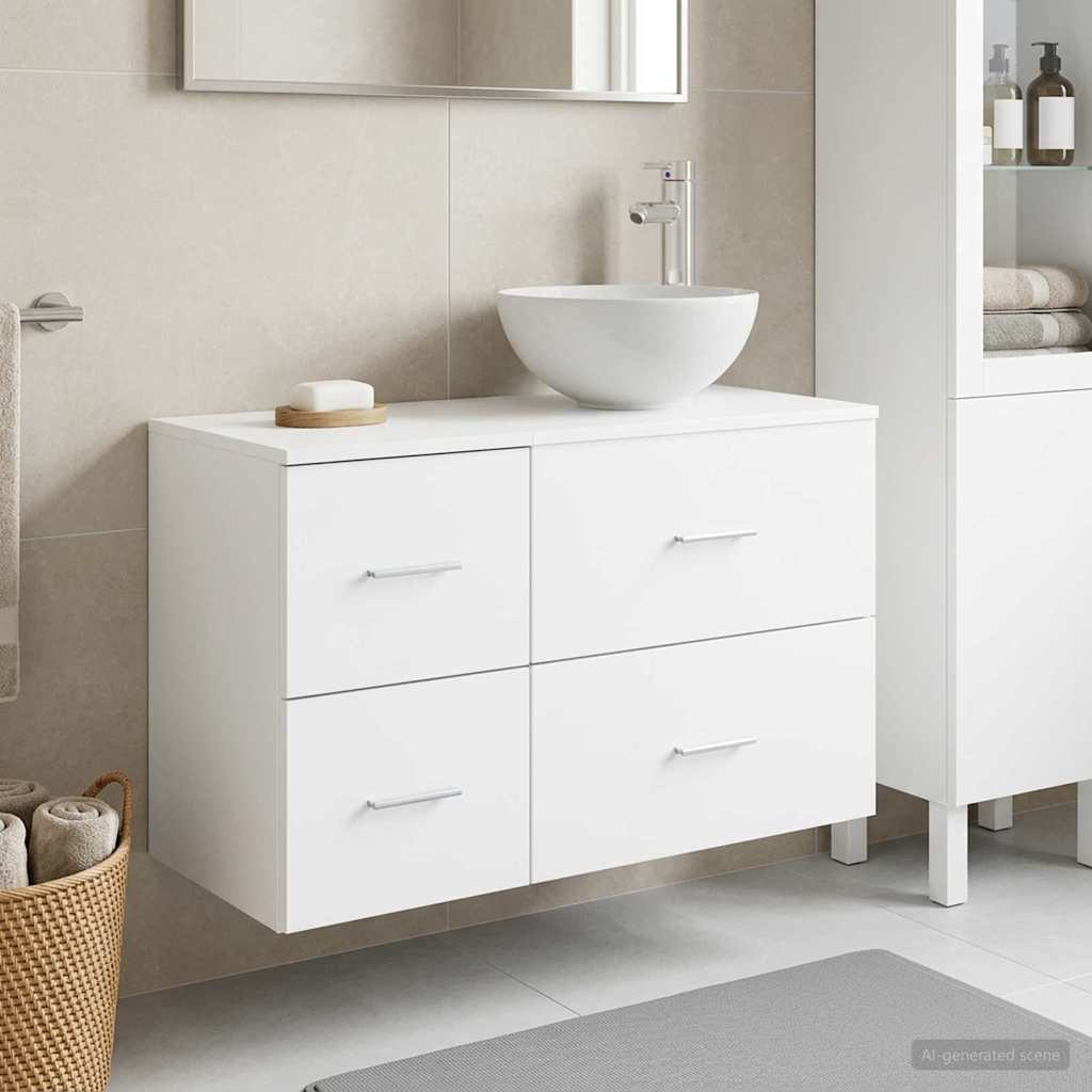 Badezimmermöbel-Set 2 pcs Weiß Holzwerkstoff
