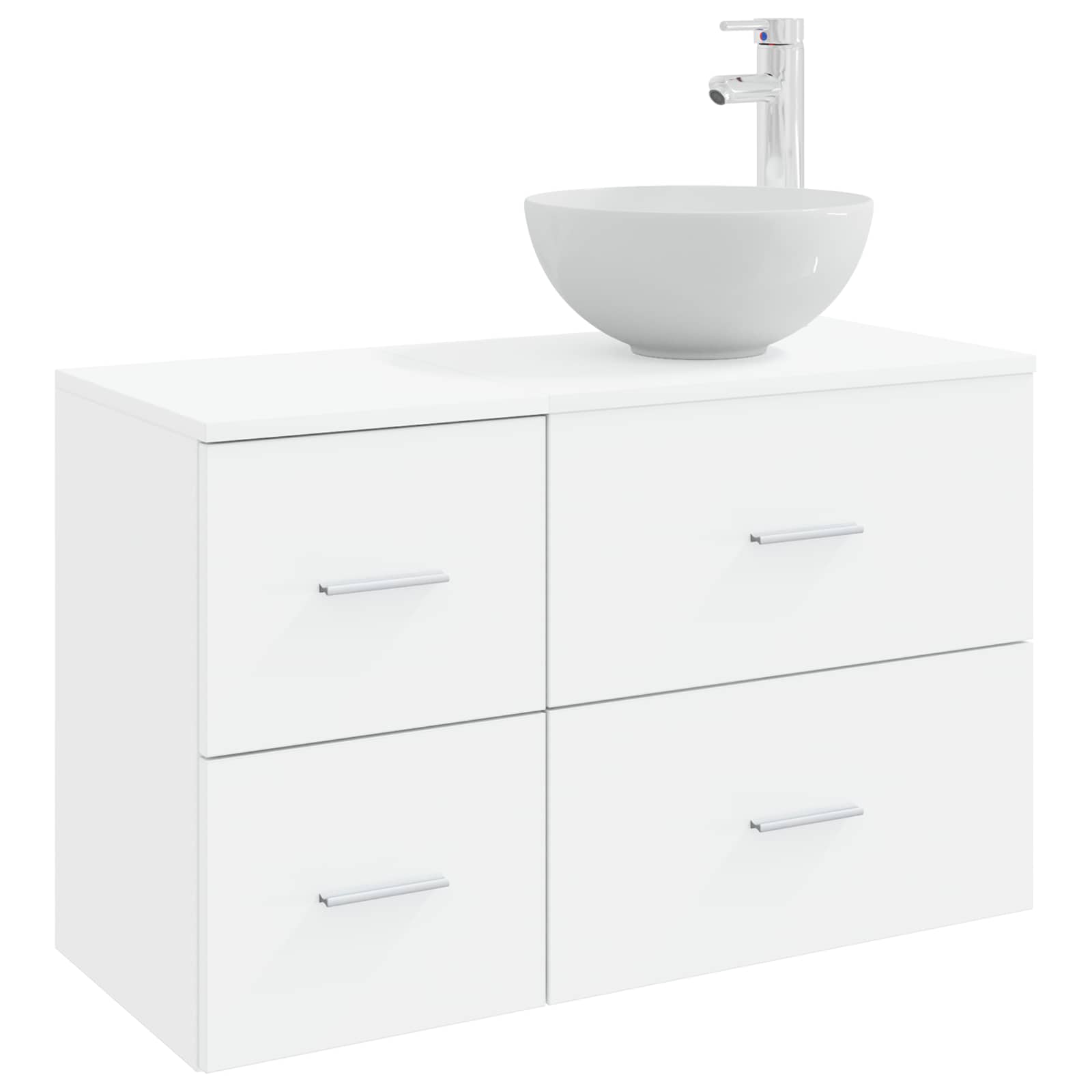 Badezimmermöbel-Set 2 pcs Weiß Holzwerkstoff