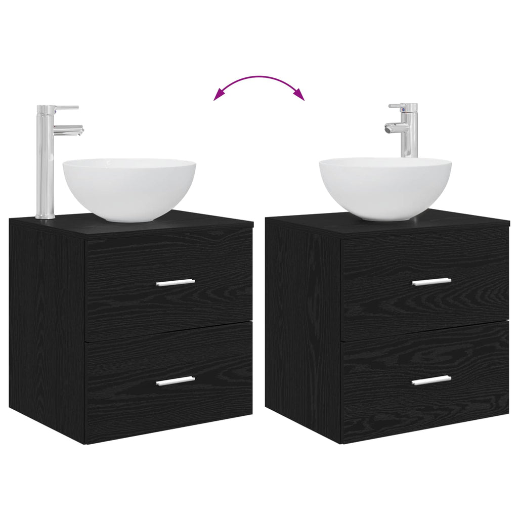 Badezimmermöbel-Set 2 pcs Schwarze Eiche Holzwerkstoff