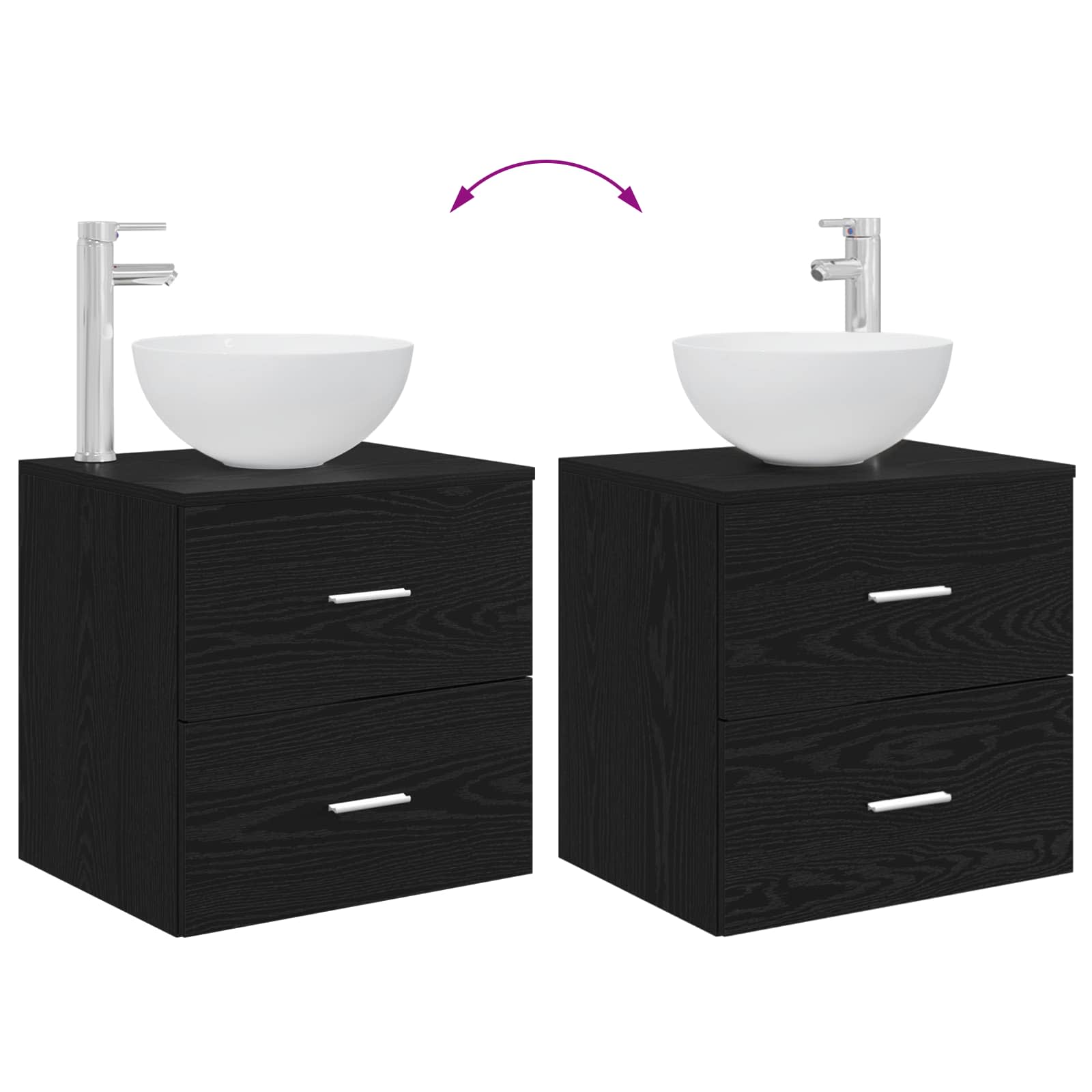 Badezimmermöbel-Set 2 pcs Schwarze Eiche Holzwerkstoff