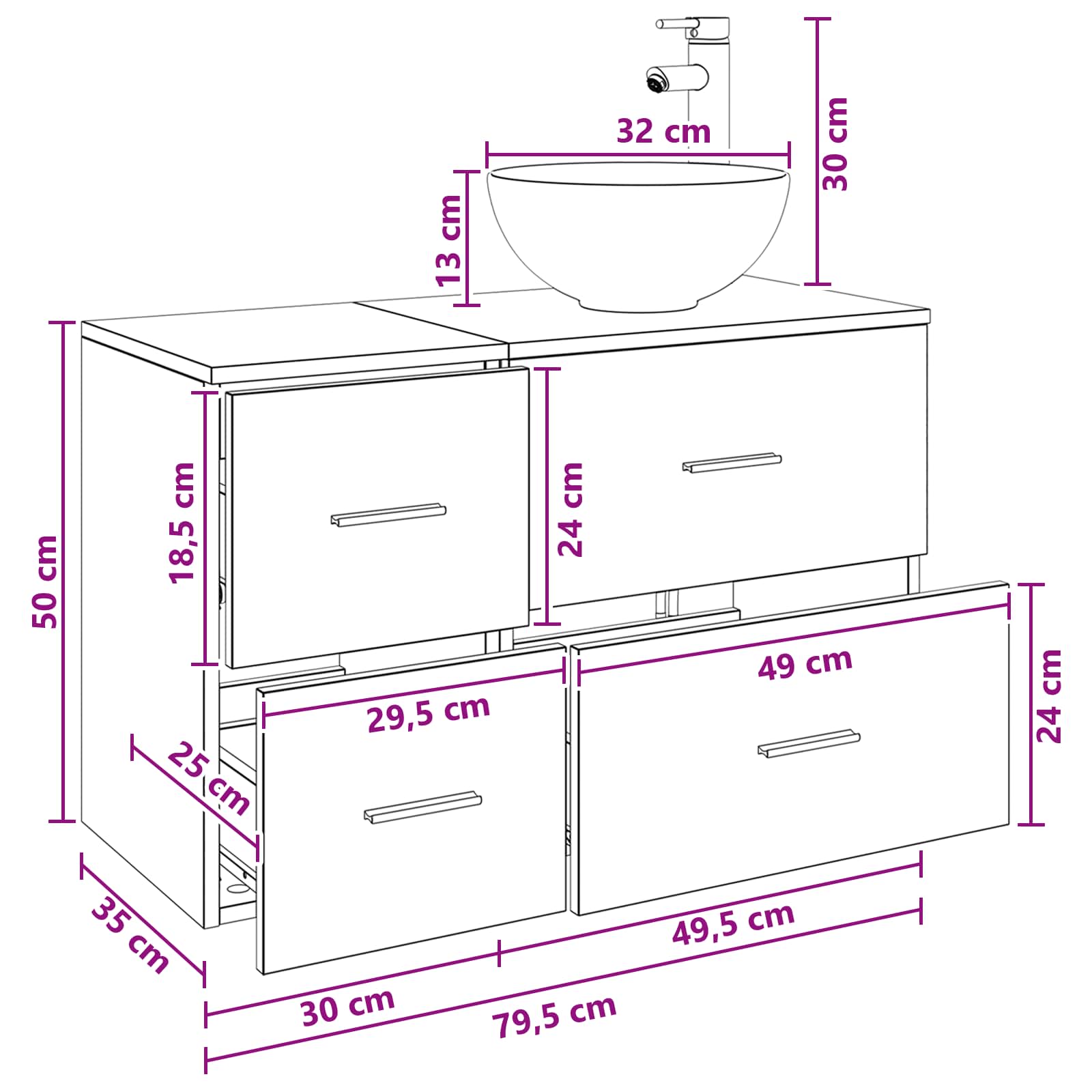 Badezimmermöbel-Set 2 pcs Schwarze Eiche Holzwerkstoff