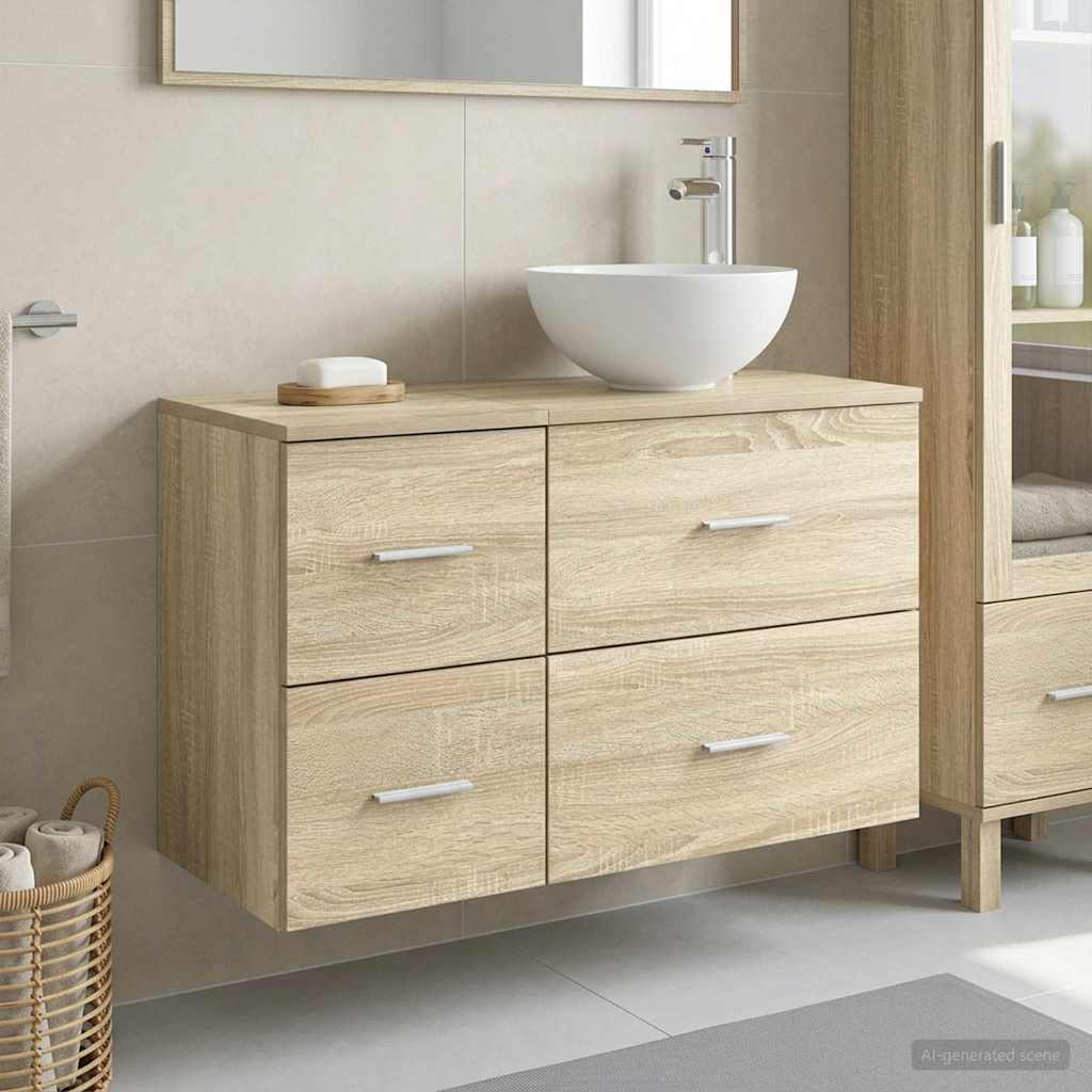 Badezimmermöbel-Set 2 pcs Sonoma-Eiche Holzwerkstoff