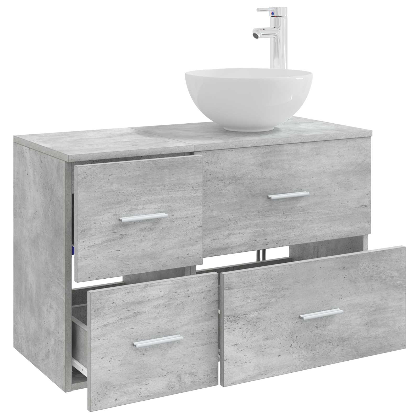 Badezimmermöbel-Set 2 pcs Betongrau Holzwerkstoff