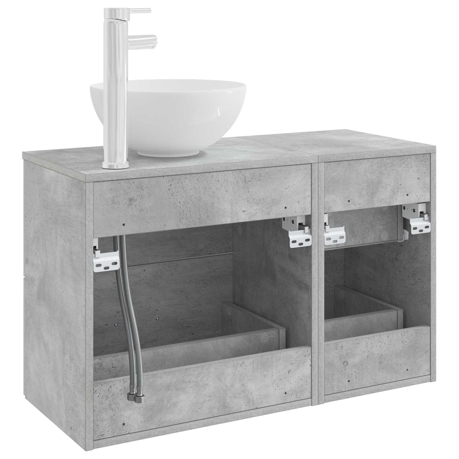 Badezimmermöbel-Set 2 pcs Betongrau Holzwerkstoff