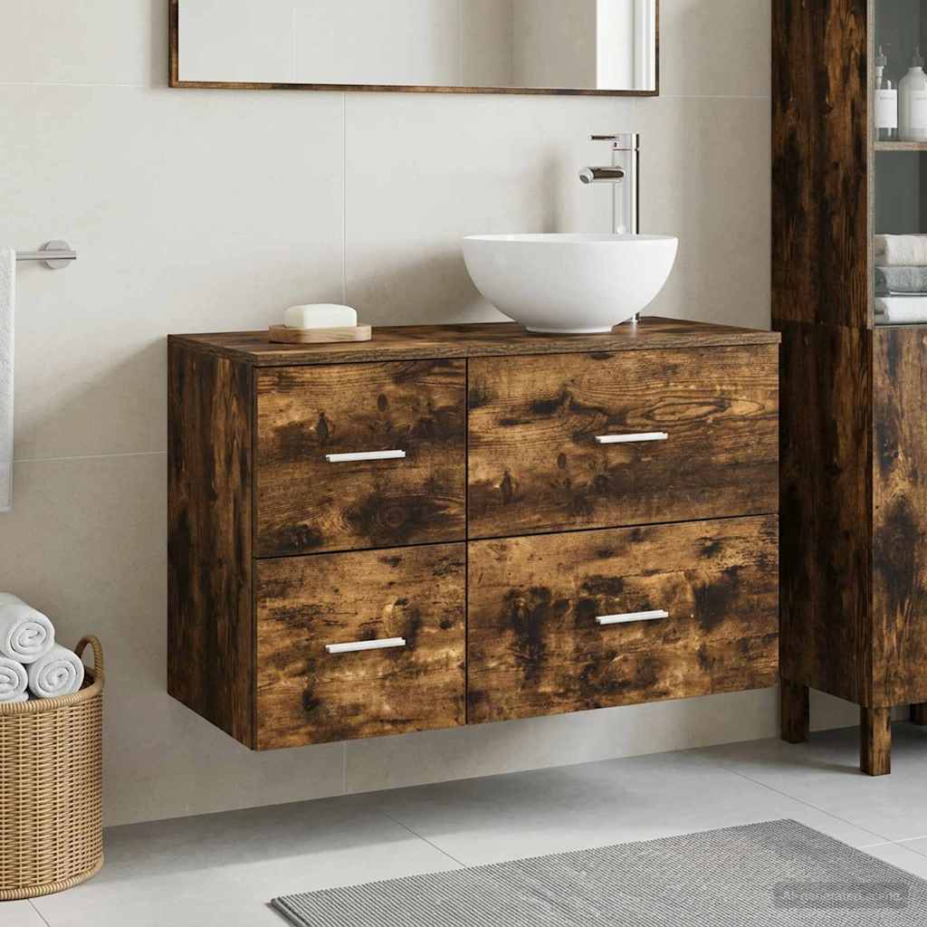 Badezimmermöbel-Set 2 pcs Geräucherte Eiche Holzwerkstoff