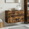 Badezimmermöbel-Set 2 pcs Geräucherte Eiche Holzwerkstoff