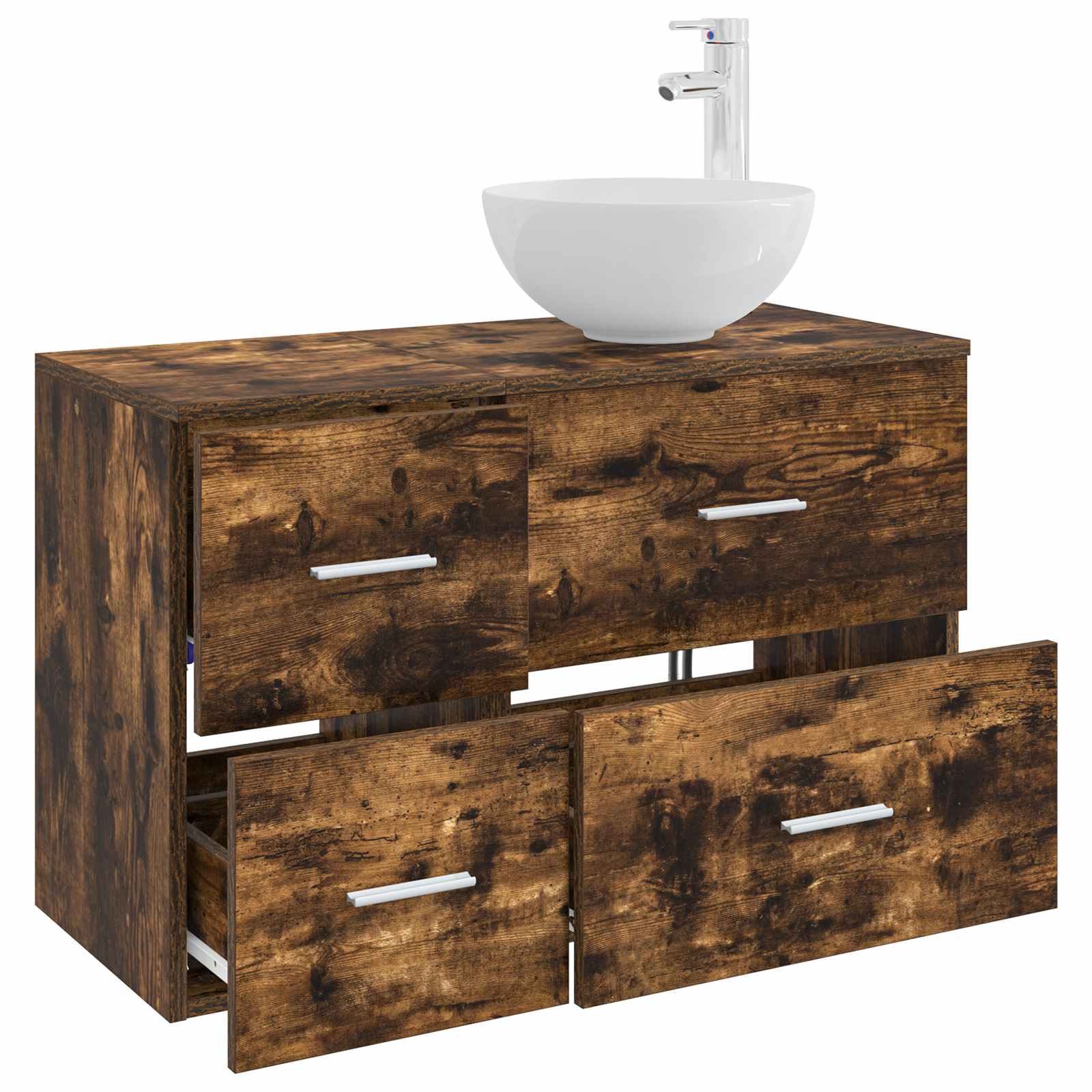 Badezimmermöbel-Set 2 pcs Geräucherte Eiche Holzwerkstoff