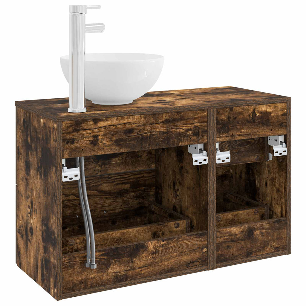 Badezimmermöbel-Set 2 pcs Geräucherte Eiche Holzwerkstoff