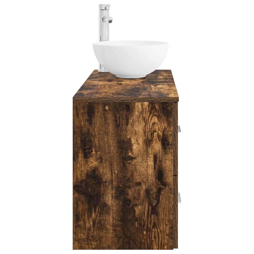 Badezimmermöbel-Set 2 pcs Geräucherte Eiche Holzwerkstoff