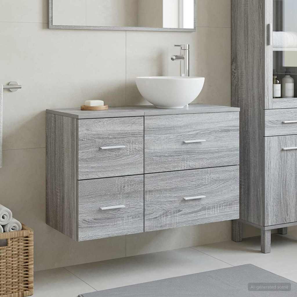 Badezimmermöbel-Set 2 pcs Grau Sonoma Holzwerkstoff