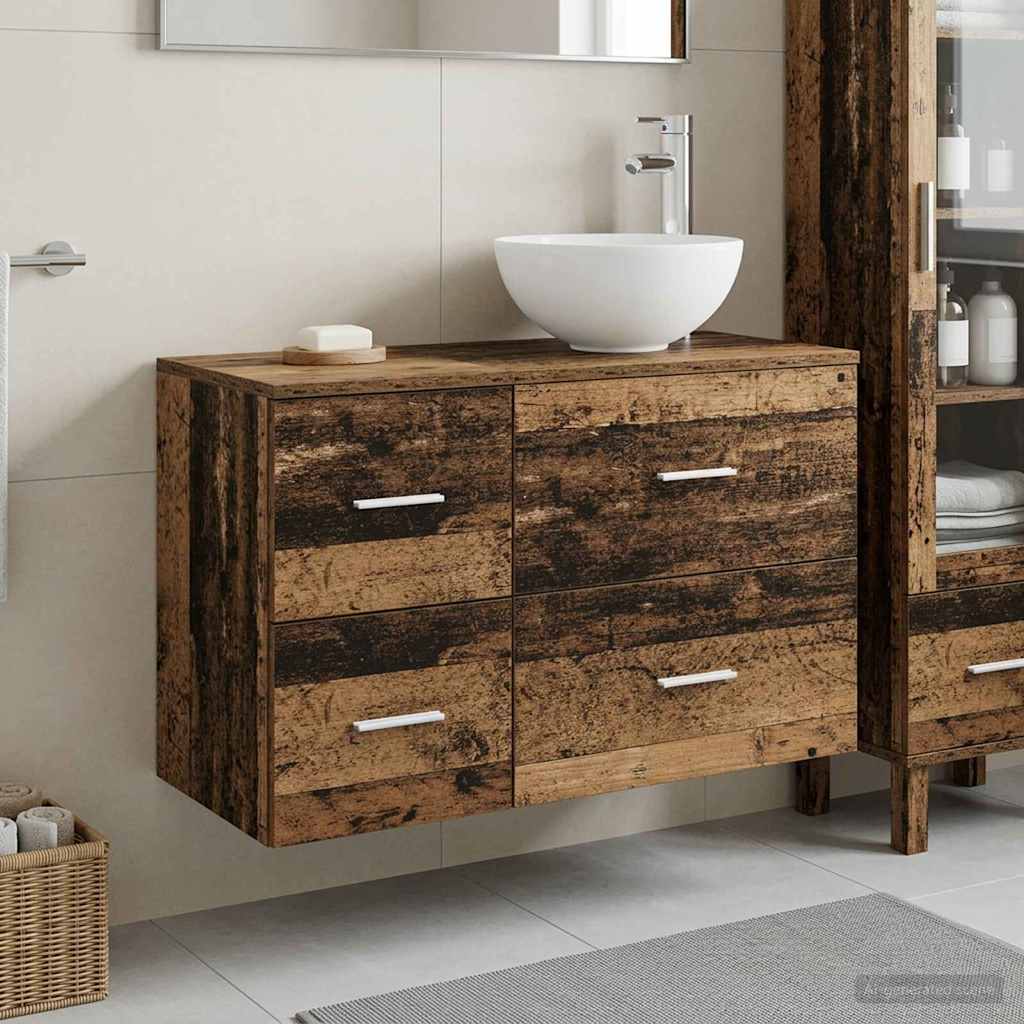 Badezimmermöbel-Set 2 pcs Altholz Holzwerkstoff