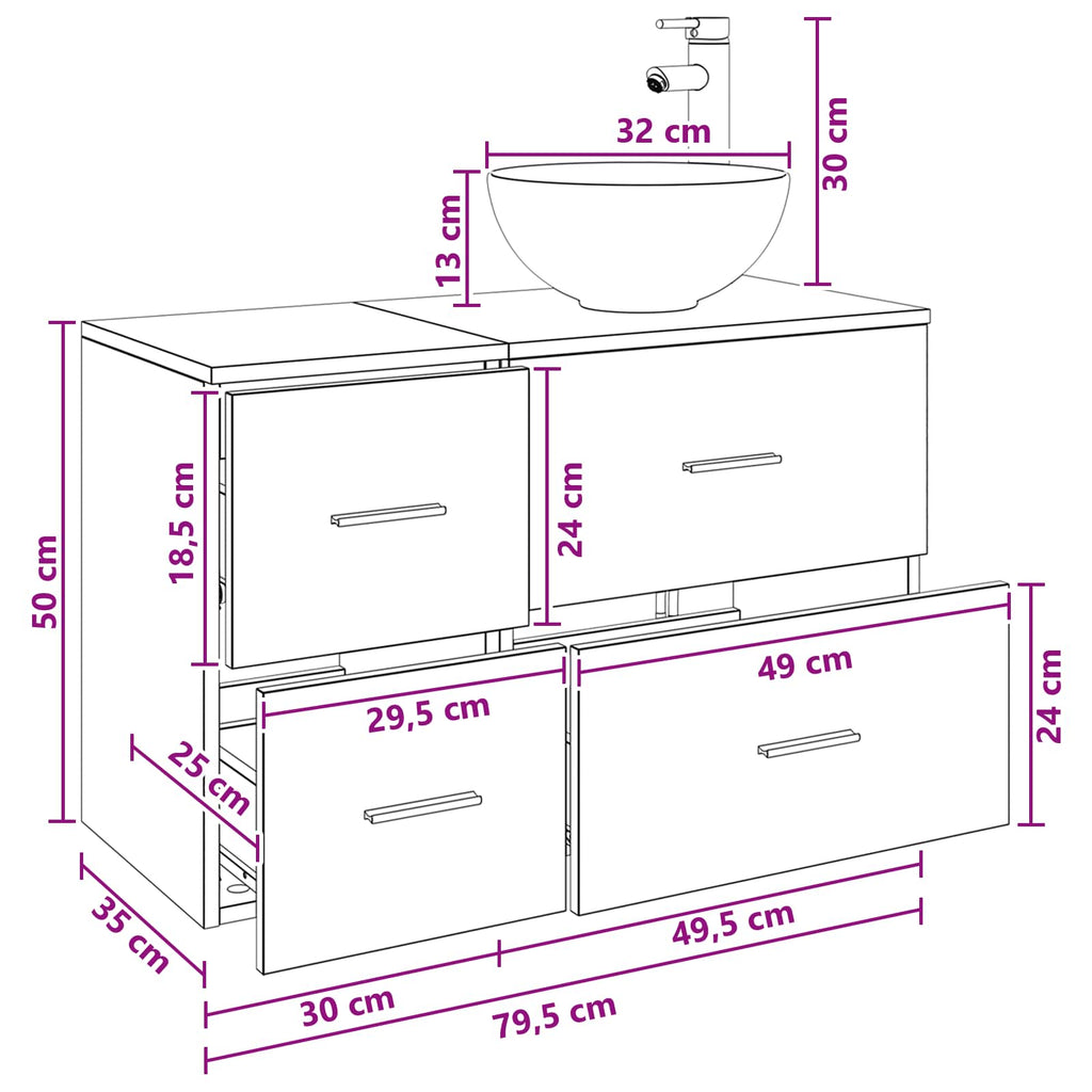 Badezimmermöbel-Set 2 pcs Altholz Holzwerkstoff