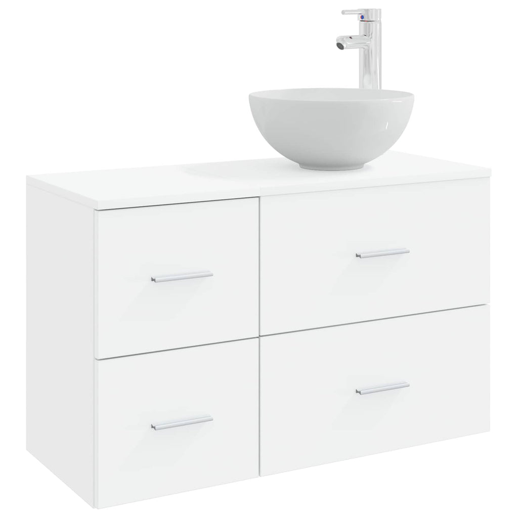 Badezimmermöbel-Set 2 pcs Weiß Holzwerkstoff