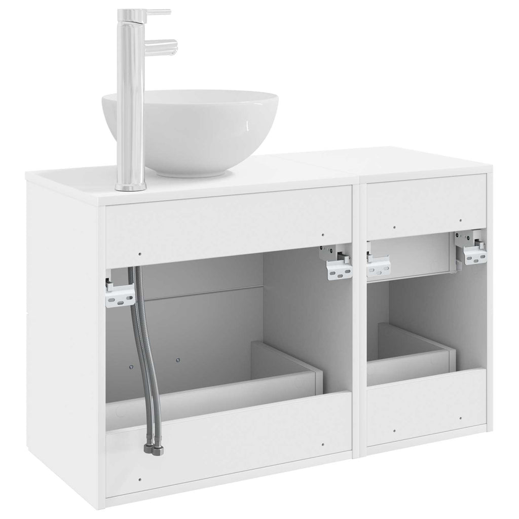Badezimmermöbel-Set 2 pcs Weiß Holzwerkstoff