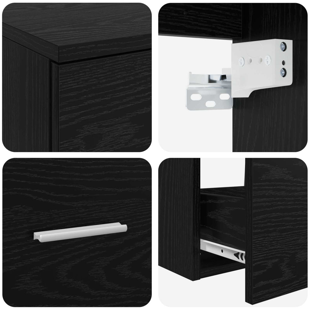 Badezimmermöbel-Set 2 pcs Schwarze Eiche Holzwerkstoff