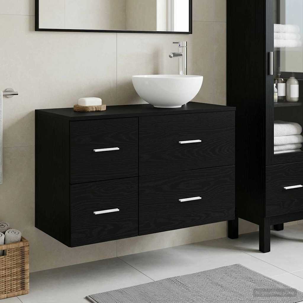 Badezimmermöbel-Set 2 pcs Schwarze Eiche Holzwerkstoff