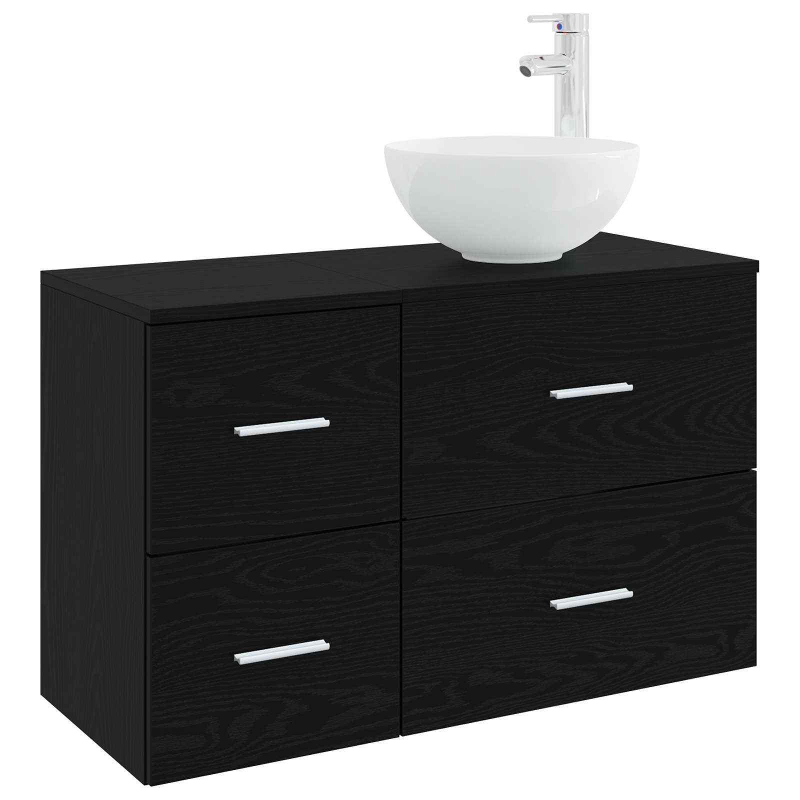 Badezimmermöbel-Set 2 pcs Schwarze Eiche Holzwerkstoff