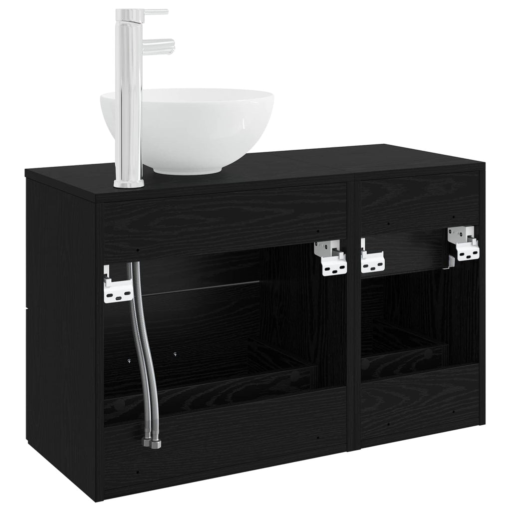 Badezimmermöbel-Set 2 pcs Schwarze Eiche Holzwerkstoff