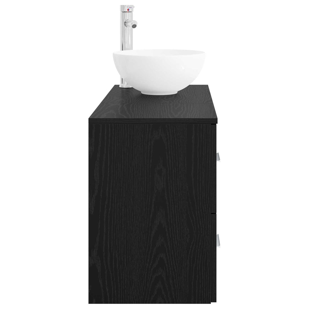 Badezimmermöbel-Set 2 pcs Schwarze Eiche Holzwerkstoff