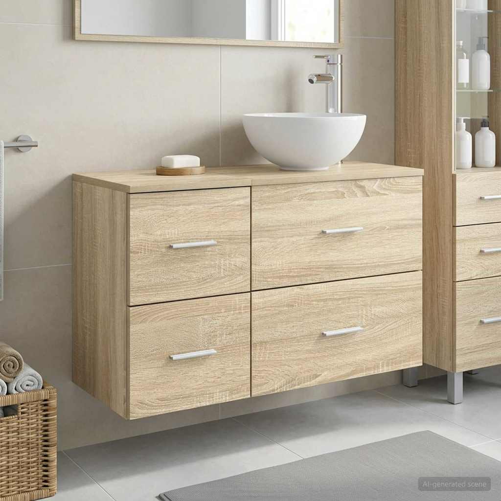 Badezimmermöbel-Set 2 pcs Sonoma-Eiche Holzwerkstoff