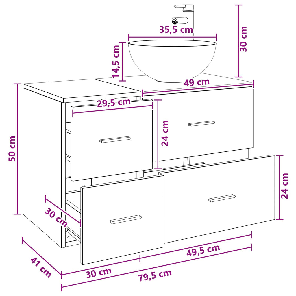 Badezimmermöbel-Set 2 pcs Sonoma-Eiche Holzwerkstoff