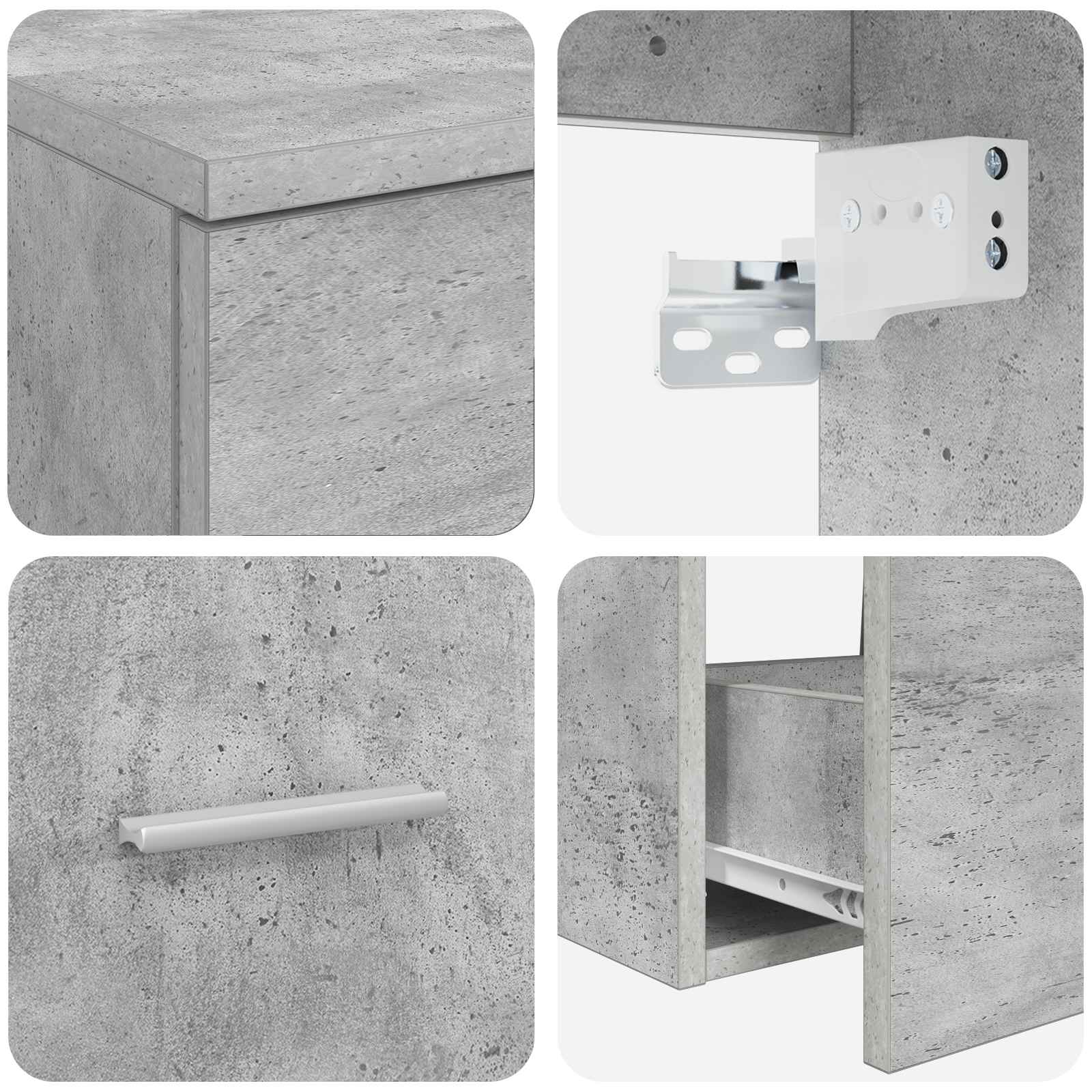 Badezimmermöbel-Set 2 pcs Betongrau Holzwerkstoff