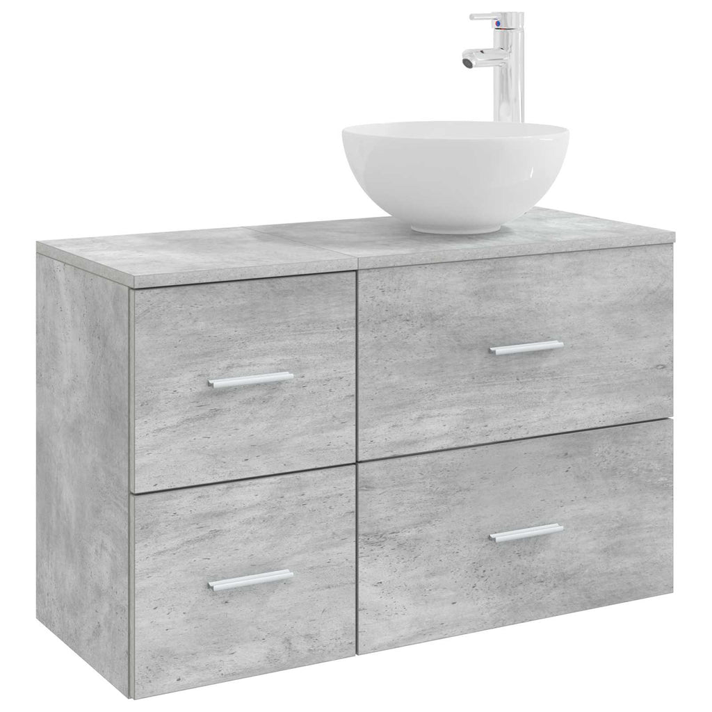 Badezimmermöbel-Set 2 pcs Betongrau Holzwerkstoff