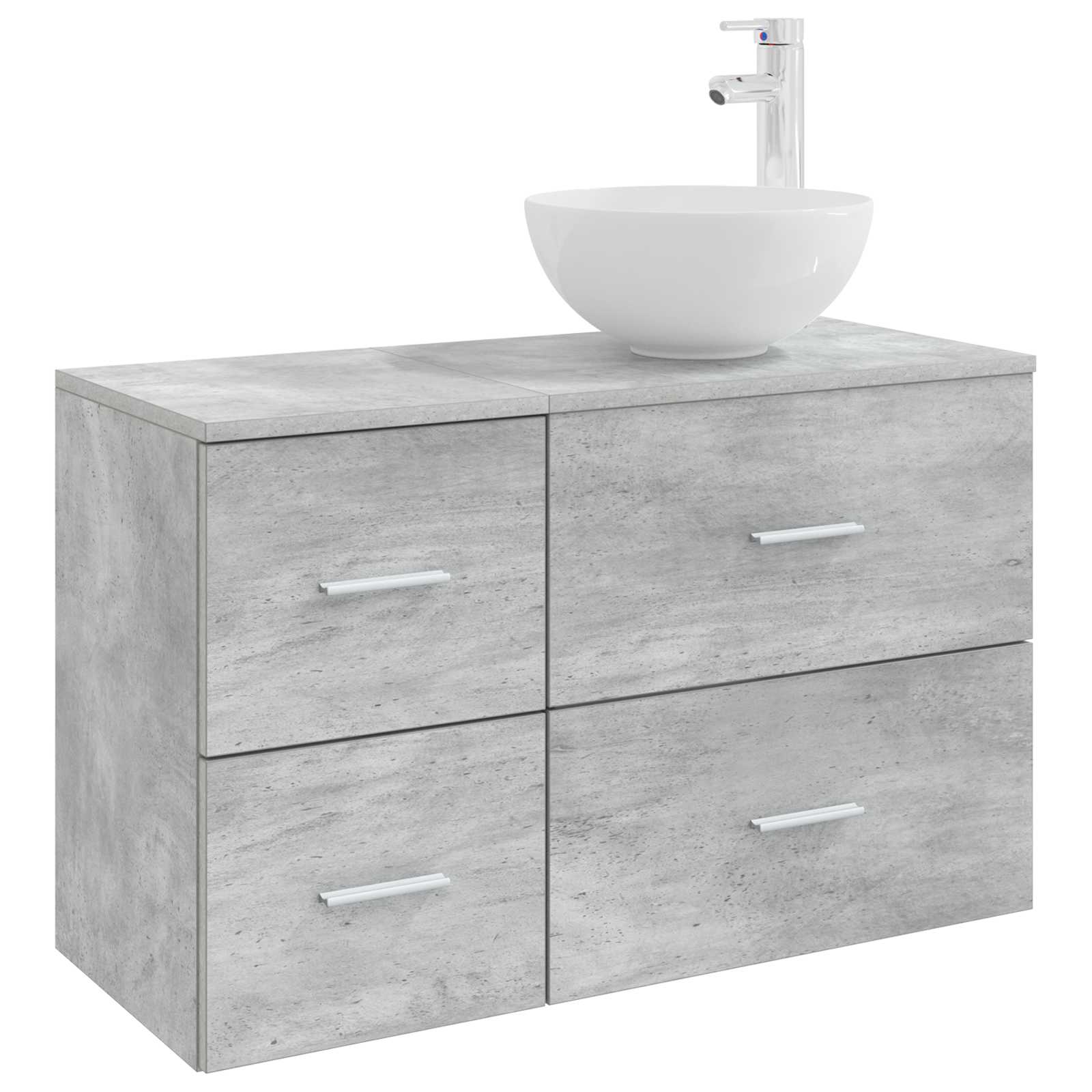 Badezimmermöbel-Set 2 pcs Betongrau Holzwerkstoff