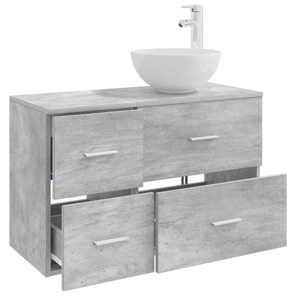 Badezimmermöbel-Set 2 pcs Betongrau Holzwerkstoff