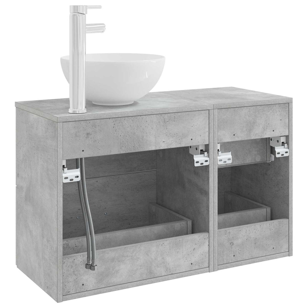Badezimmermöbel-Set 2 pcs Betongrau Holzwerkstoff
