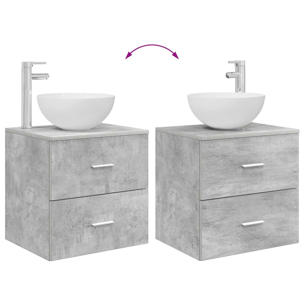Badezimmermöbel-Set 2 pcs Betongrau Holzwerkstoff