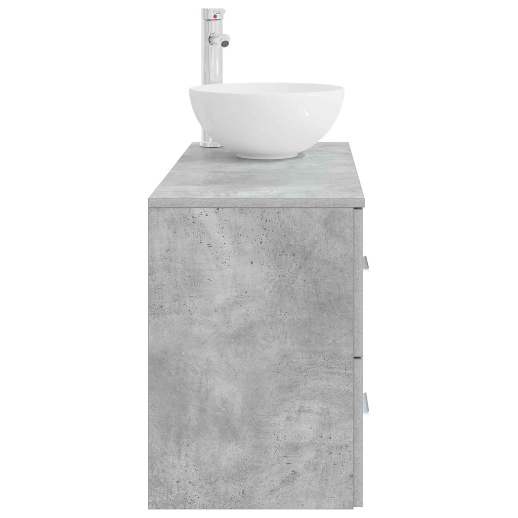 Badezimmermöbel-Set 2 pcs Betongrau Holzwerkstoff
