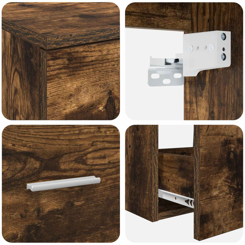 Badezimmermöbel-Set 2 pcs Geräucherte Eiche Holzwerkstoff