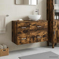Badezimmermöbel-Set 2 pcs Geräucherte Eiche Holzwerkstoff