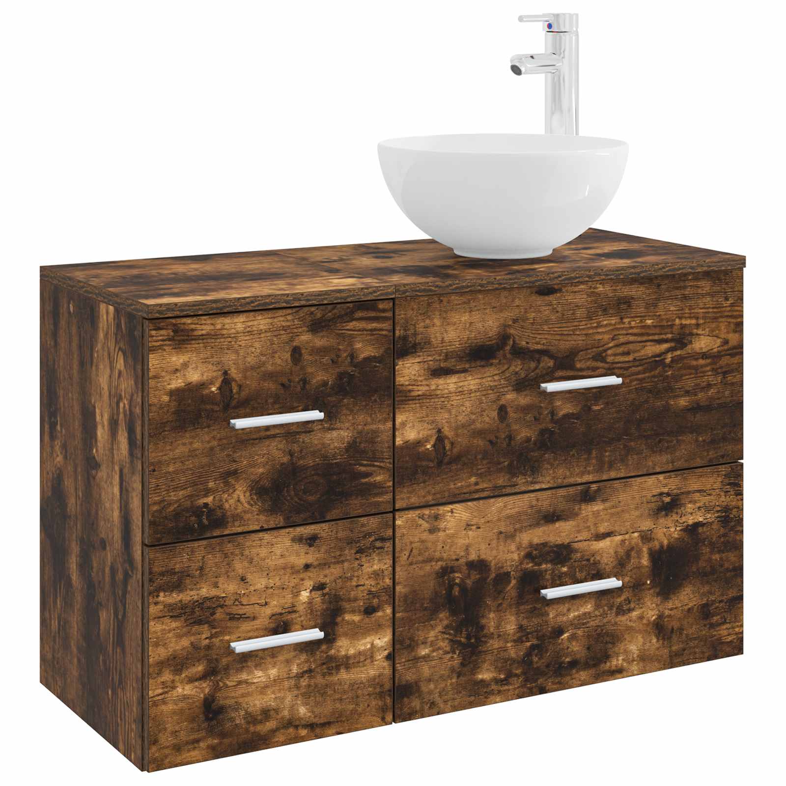 Badezimmermöbel-Set 2 pcs Geräucherte Eiche Holzwerkstoff