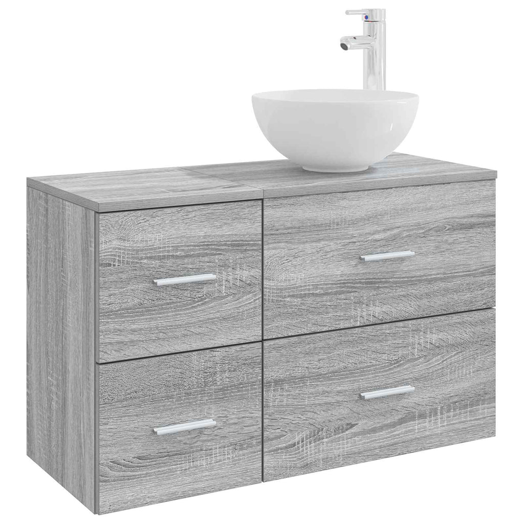 Badezimmermöbel-Set 2 pcs Grau Sonoma Holzwerkstoff