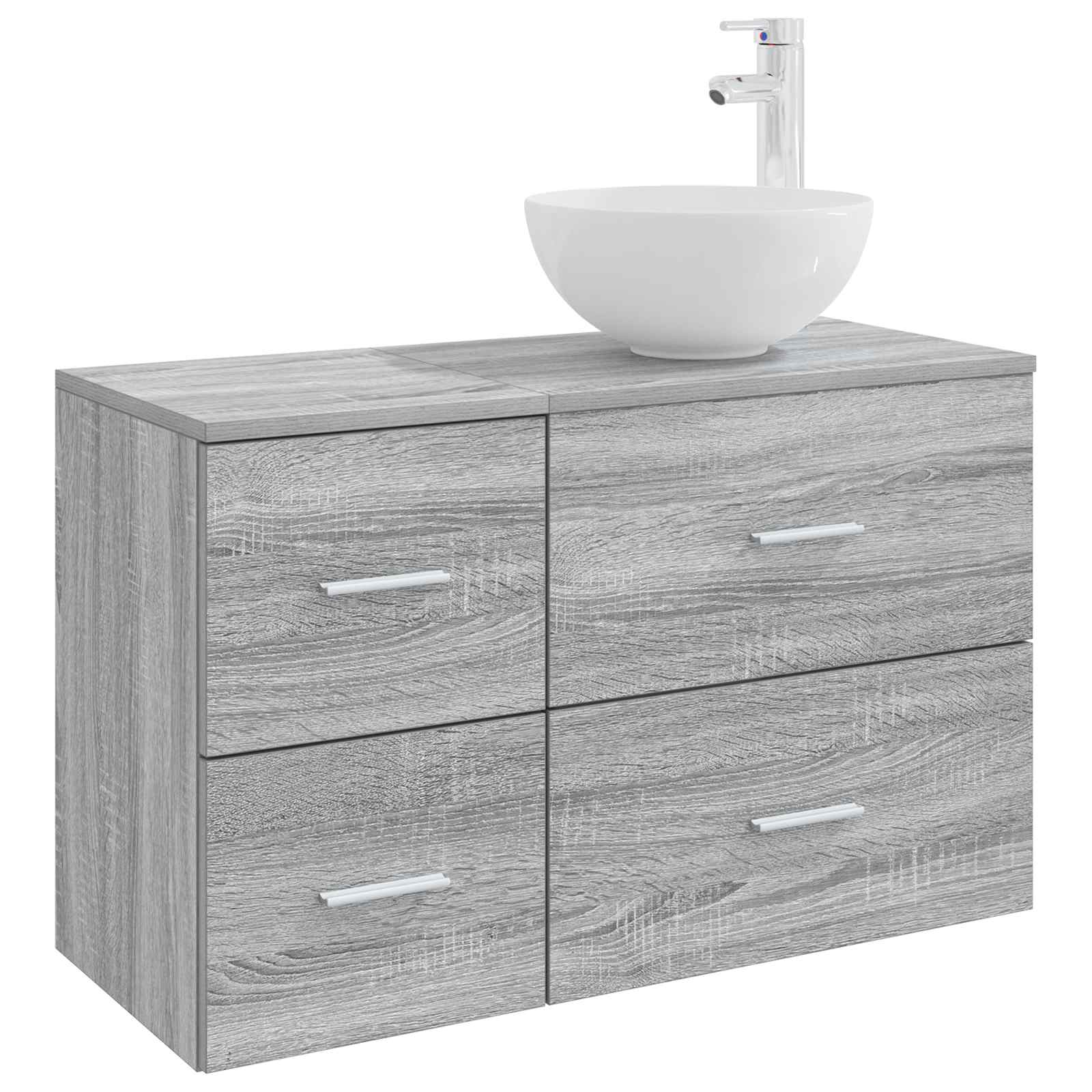 Badezimmermöbel-Set 2 pcs Grau Sonoma Holzwerkstoff