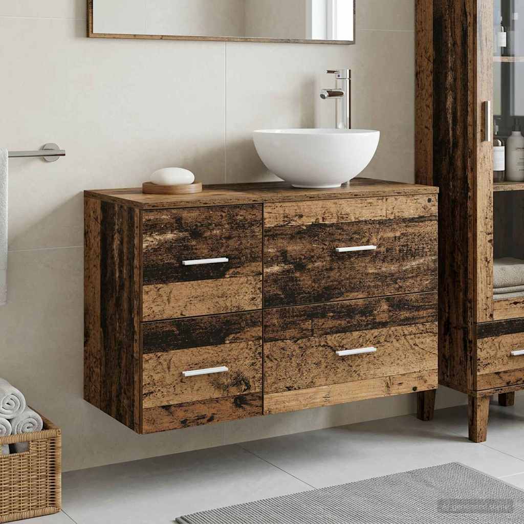 Badezimmermöbel-Set 2 pcs Altholz Holzwerkstoff