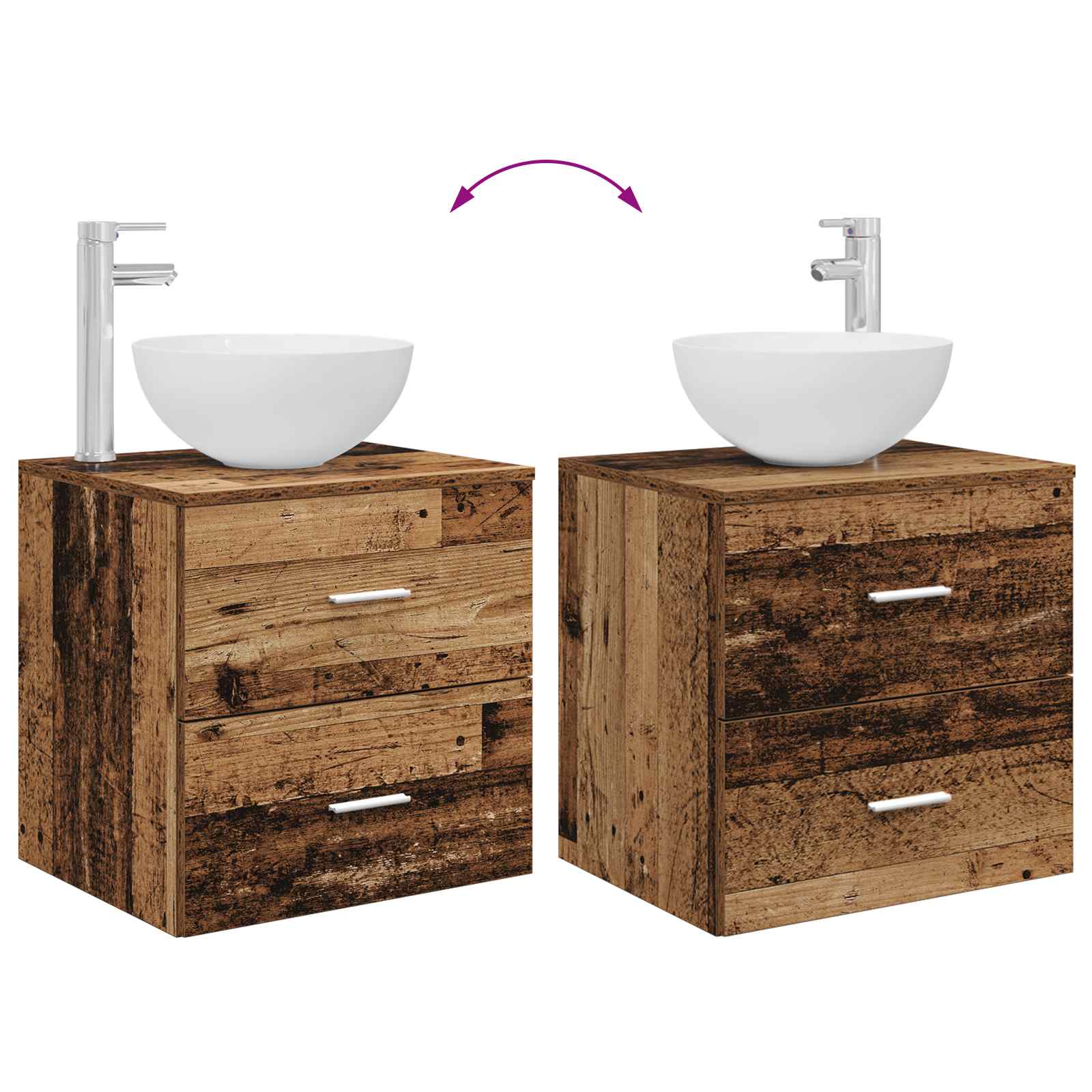 Badezimmermöbel-Set 2 pcs Altholz Holzwerkstoff