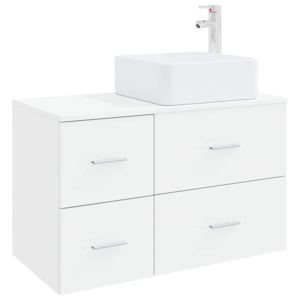 Badezimmermöbel-Set 2 pcs Weiß Holzwerkstoff